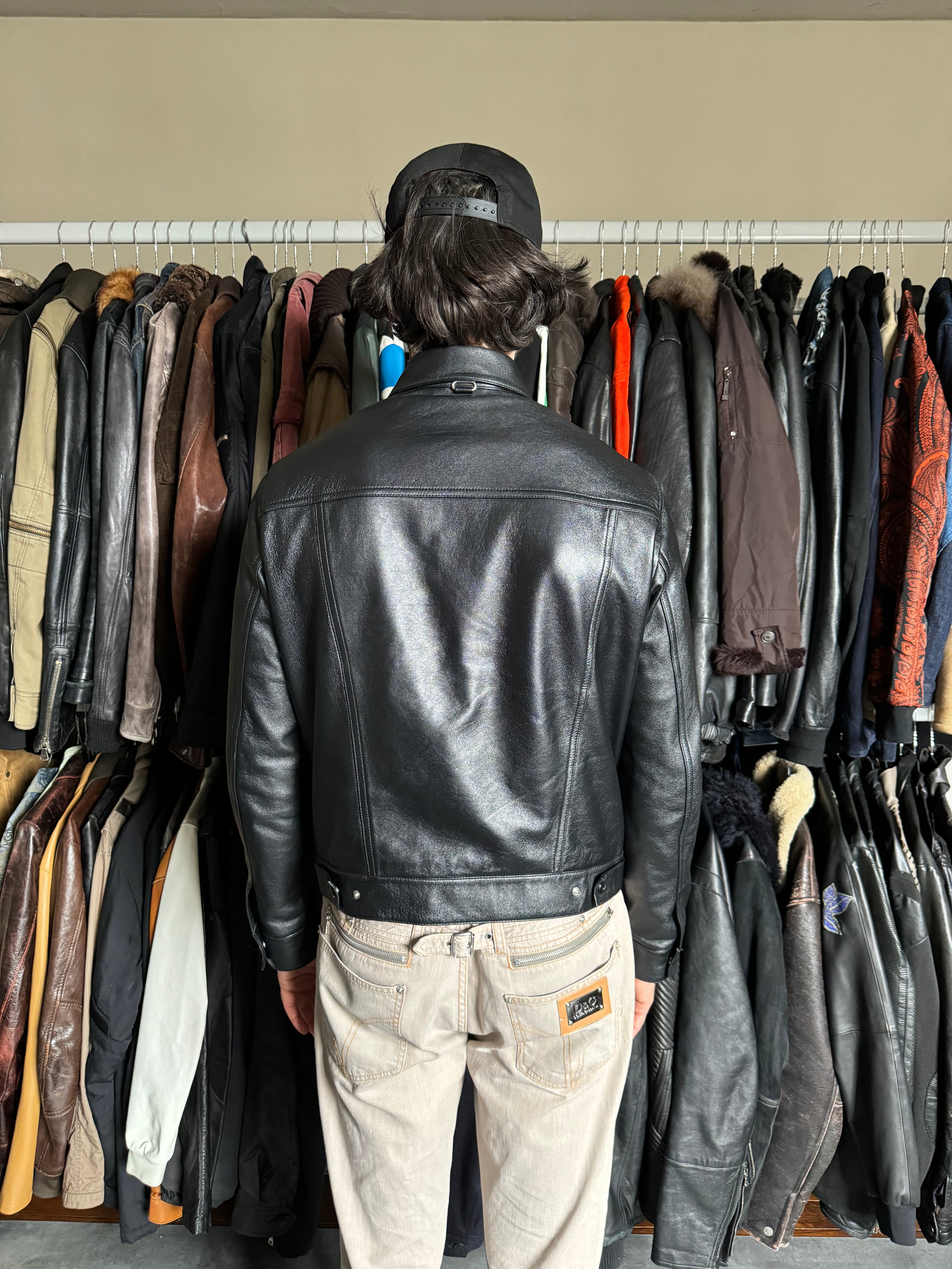 AW2023 Courrèges Worker Black Minimalist Leather Jacket (L) - 10