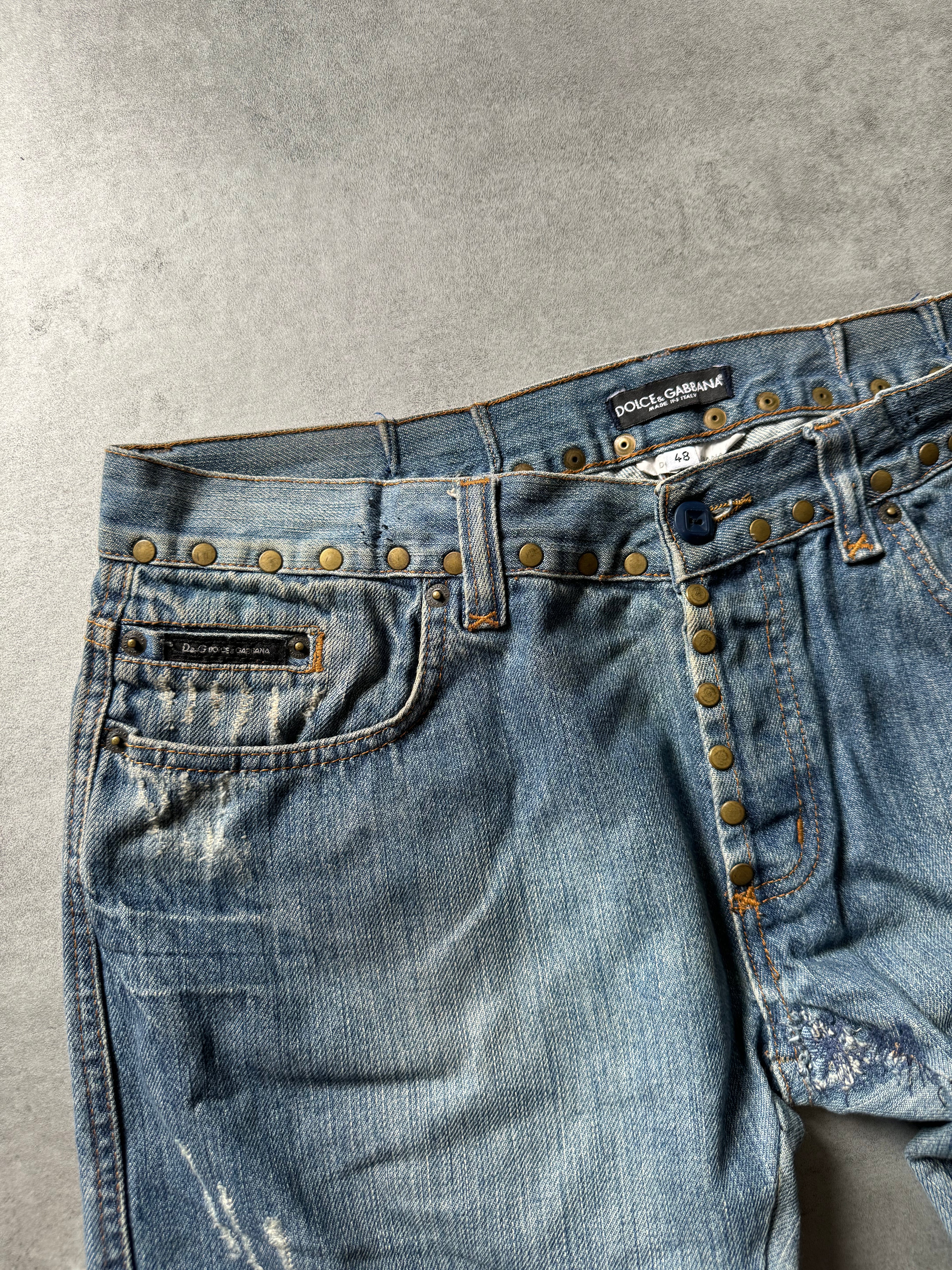 SS2006 Dolce & Gabbana Hawaii Embroideries Denim Jeans (S) - 7