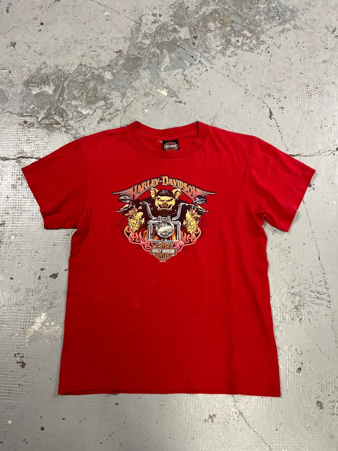 Harley Davidson Comics Red Biker T-Shirt JoYEypE 0