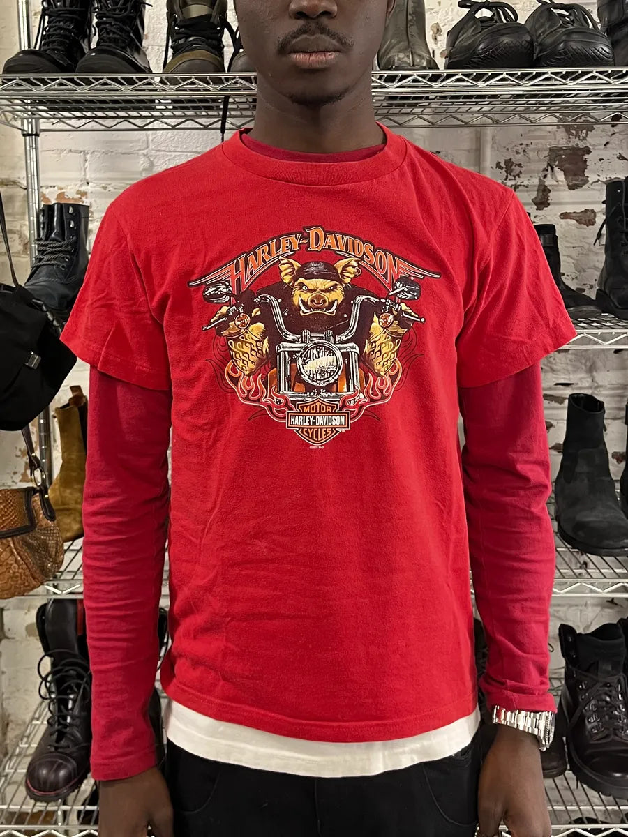 Harley Davidson Comics Red Biker T-Shirt JoYEypE 1