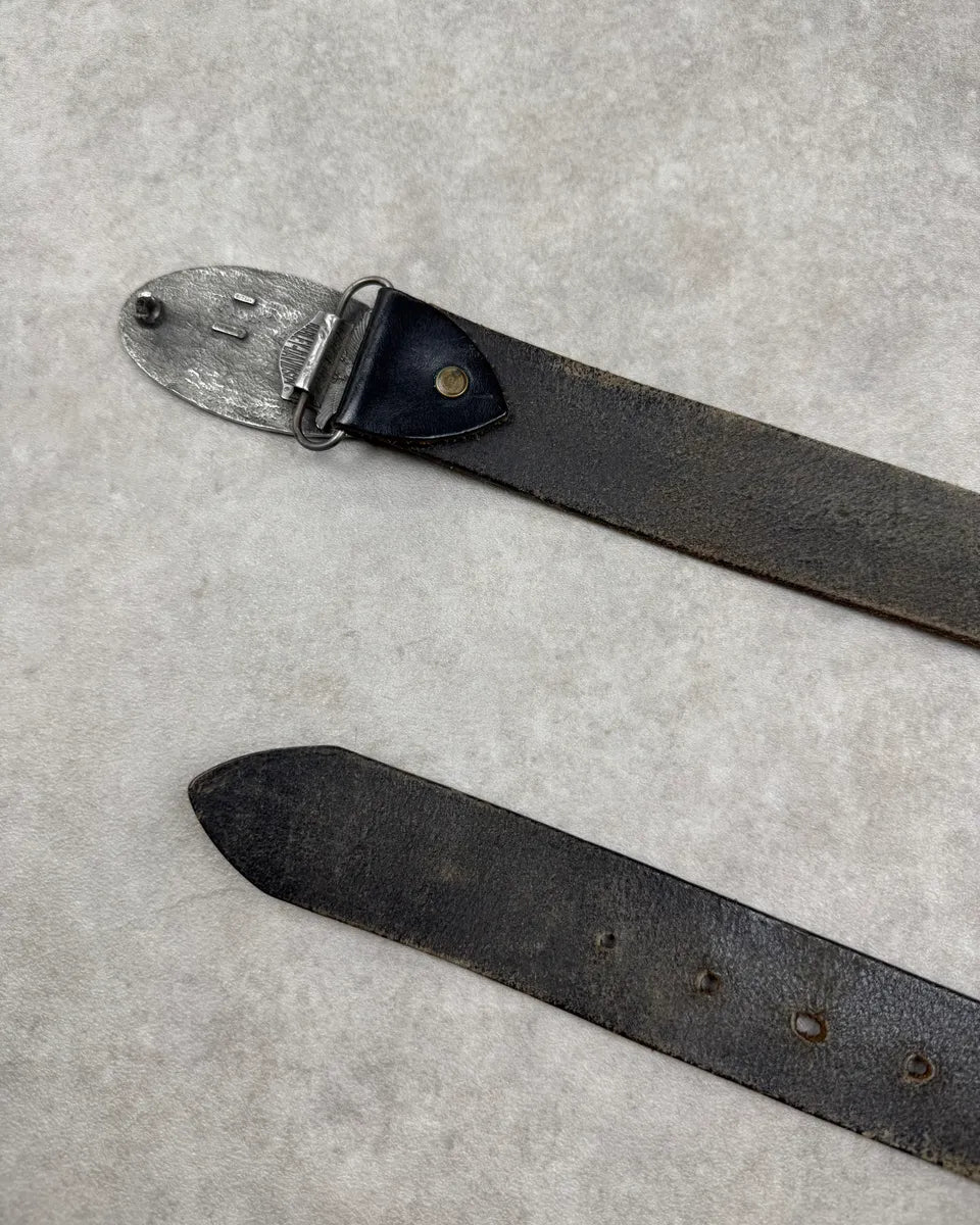 Harley Davidson Fire Motar Buckle Black Leather Belt cgaFdqE 5