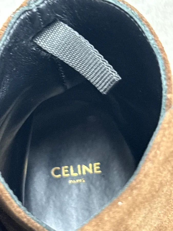 Celine Tan Brown Suede Ring Buckle Boots by Hedi Slimane gMPeEqY 8