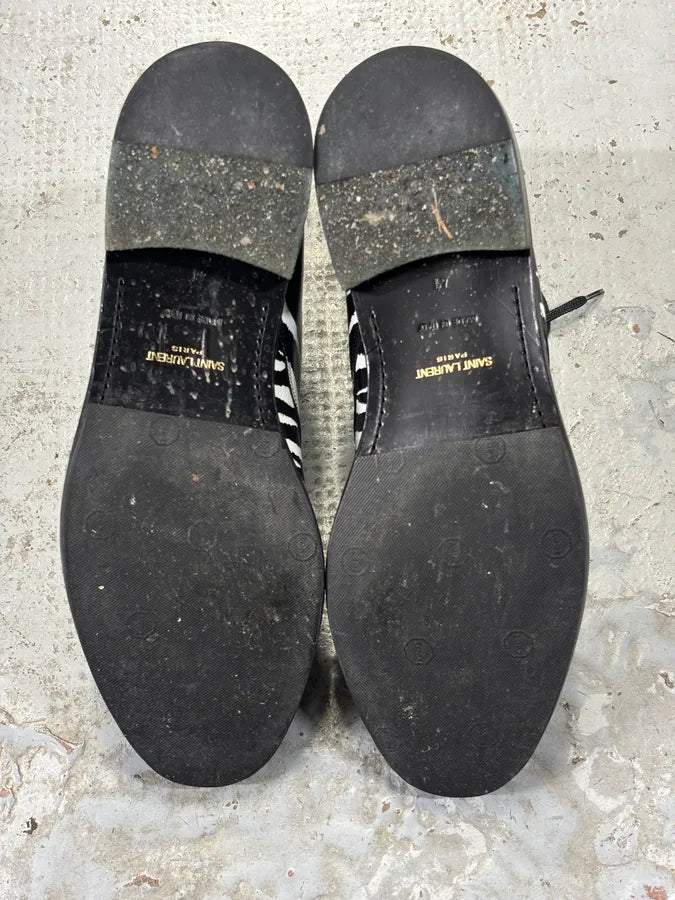 SS2014 Saint Laurent Black Zebra Leather Boots by Hedi Slimane ssDiECq 13