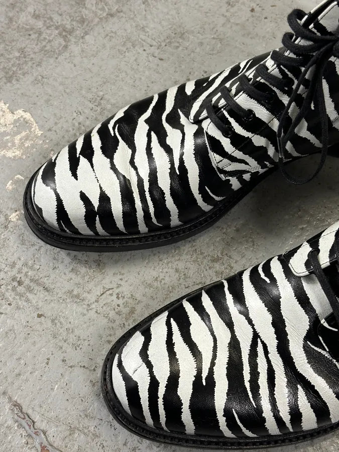 SS2014 Saint Laurent Black Zebra Leather Boots by Hedi Slimane ssDiECq 4