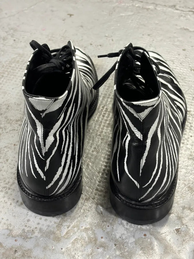 SS2014 Saint Laurent Black Zebra Leather Boots by Hedi Slimane ssDiECq 11