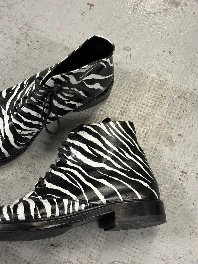 SS2014 Saint Laurent Black Zebra Leather Boots by Hedi Slimane ssDiECq 5