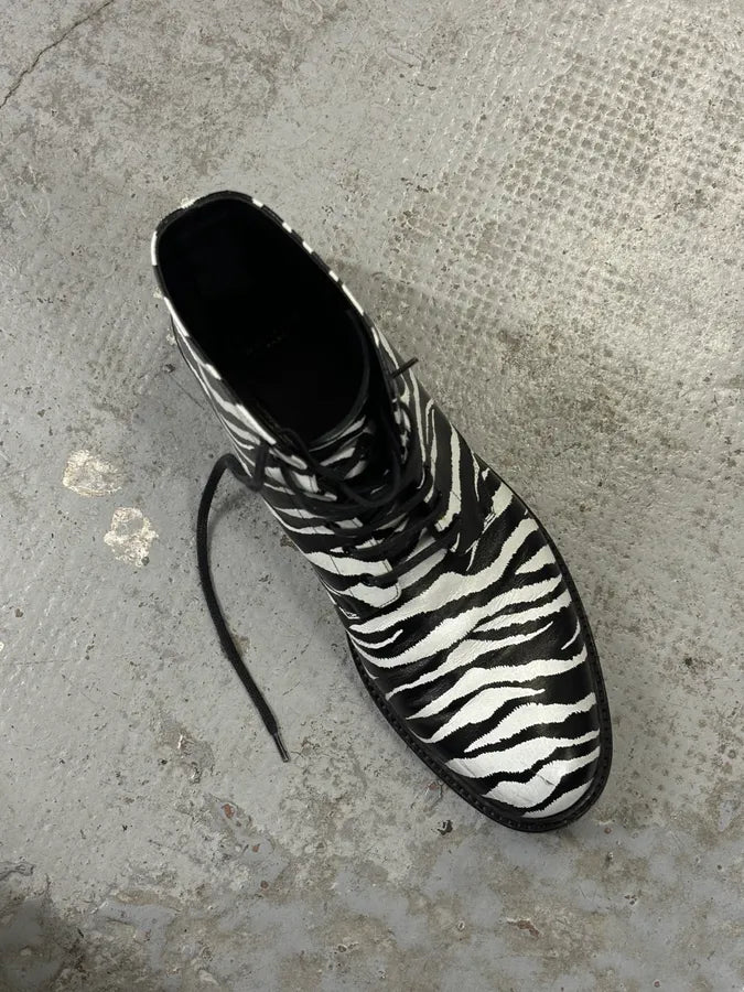 SS2014 Saint Laurent Black Zebra Leather Boots by Hedi Slimane ssDiECq 15