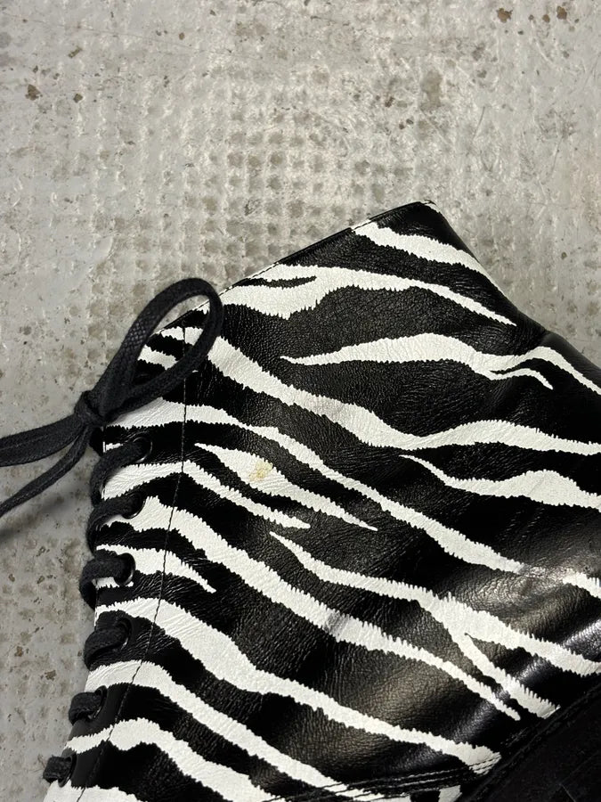 SS2014 Saint Laurent Black Zebra Leather Boots by Hedi Slimane ssDiECq 10