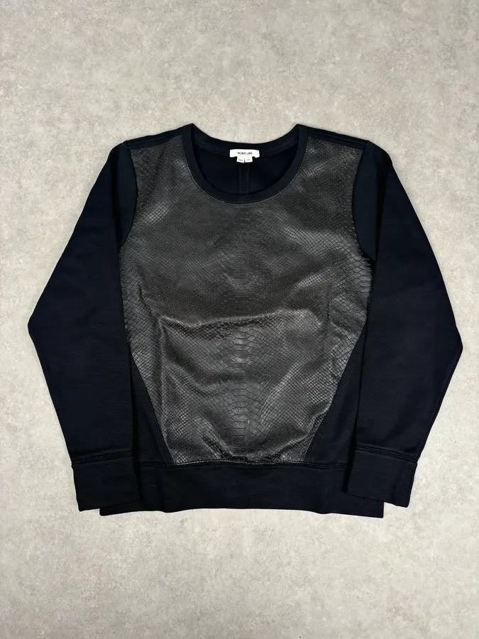 Helmut Lang Black Python Effect Leather Textured Sweater RSsqkjF 0