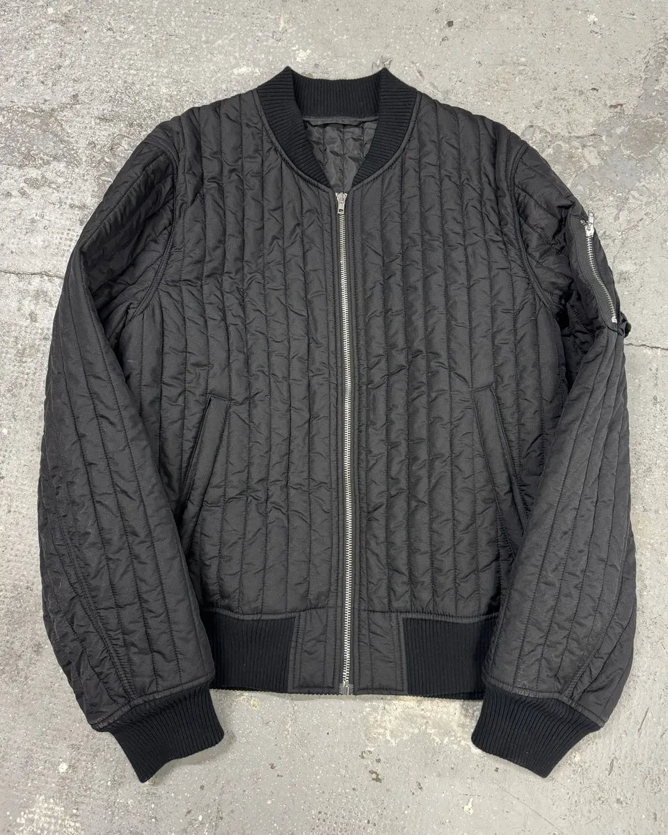 Helmut Lang Black Quilted Bomber Jacket (L) 0