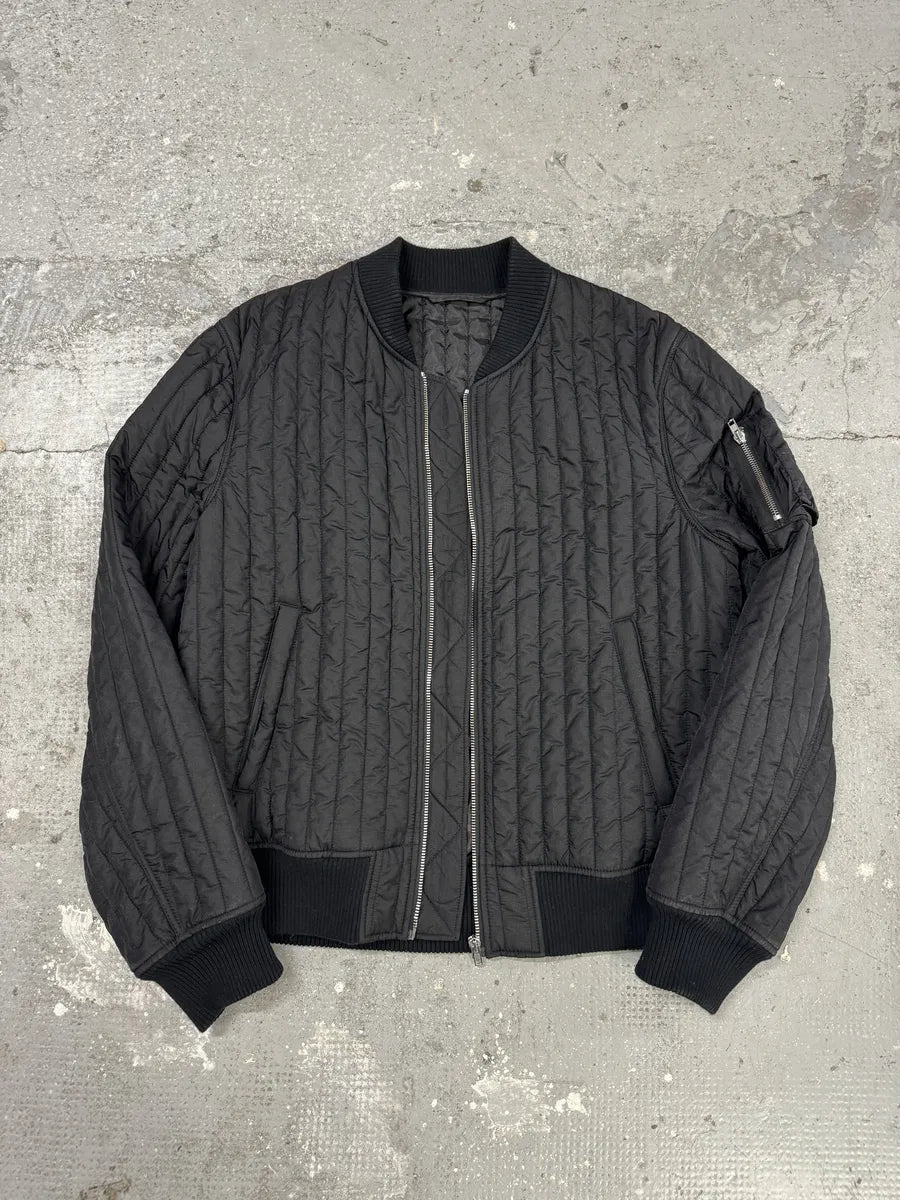 Helmut Lang Black Quilted Bomber Jacket (L) 5