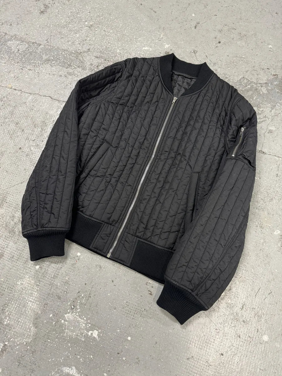Helmut Lang Black Quilted Bomber Jacket (L) 8