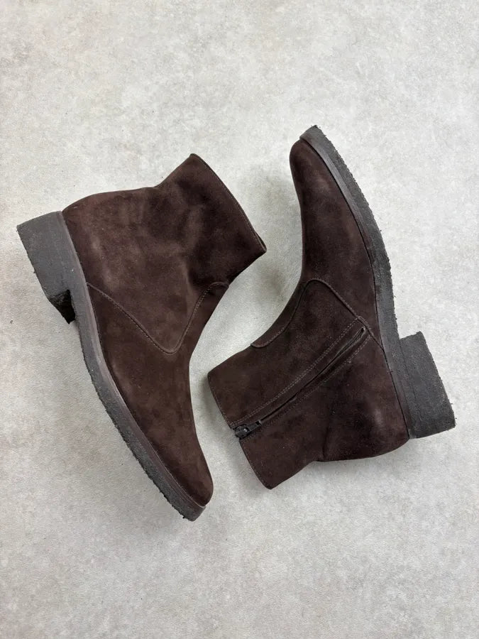 Helmut Lang Brown Suede Leather Ankle Boots yPCVcgl 5