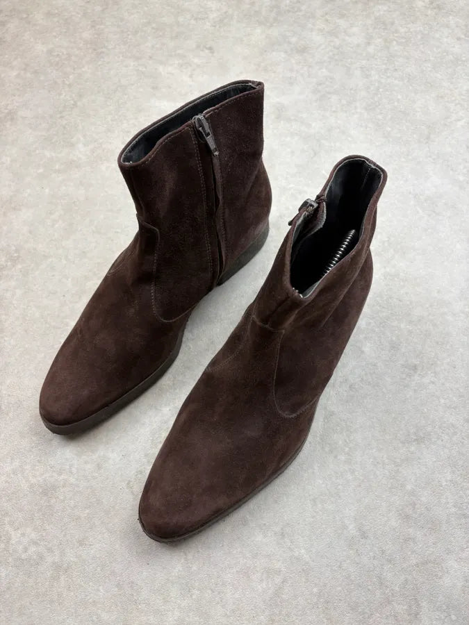 Helmut Lang Brown Suede Leather Ankle Boots yPCVcgl 2