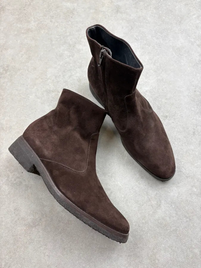 Helmut Lang Brown Suede Leather Ankle Boots yPCVcgl 4