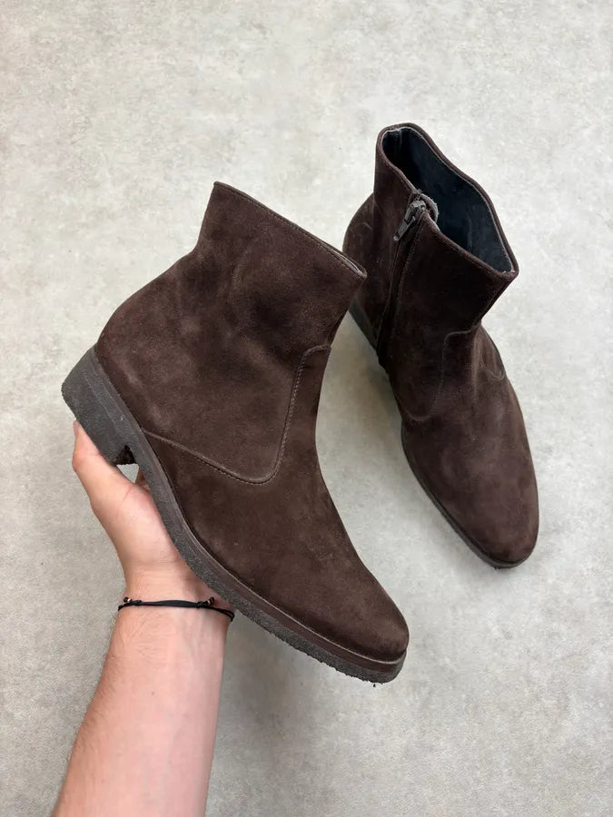 Helmut Lang Brown Suede Leather Ankle Boots yPCVcgl 0