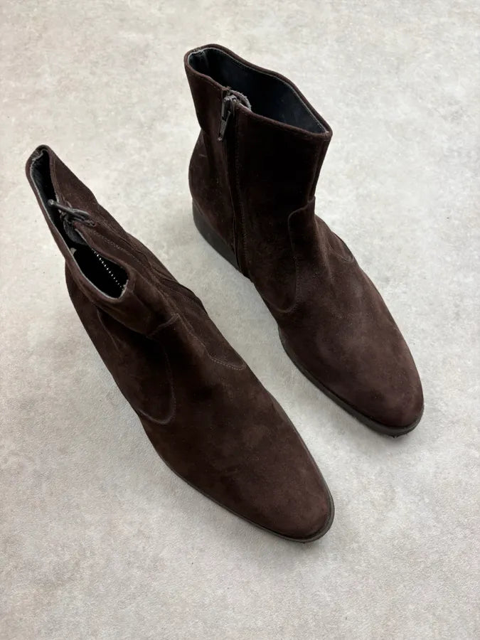 Helmut Lang Brown Suede Leather Ankle Boots yPCVcgl 3
