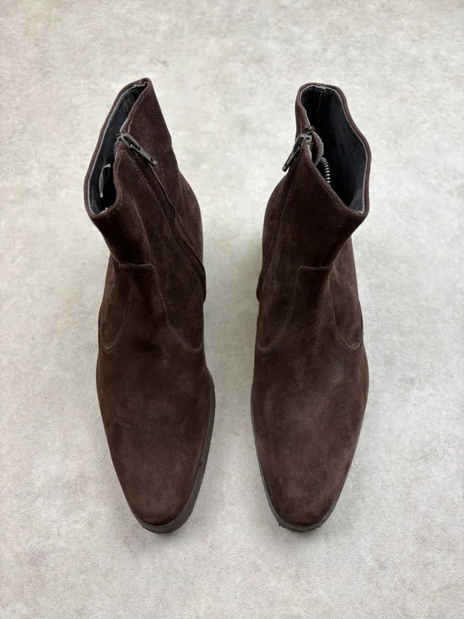 Helmut Lang Brown Suede Leather Ankle Boots yPCVcgl 1