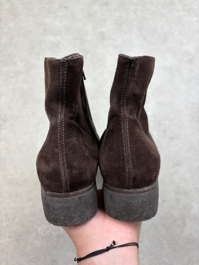 Helmut Lang Brown Suede Leather Ankle Boots yPCVcgl 6