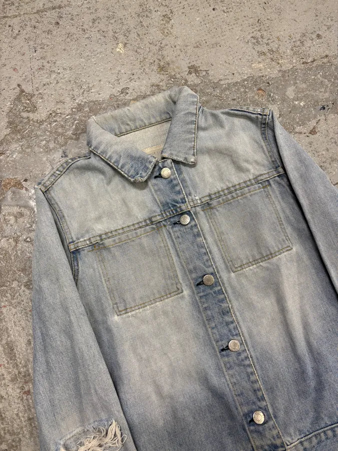 1990s Helmut Lang Blue Denim Distressed Jacket XiAxeNZ 2