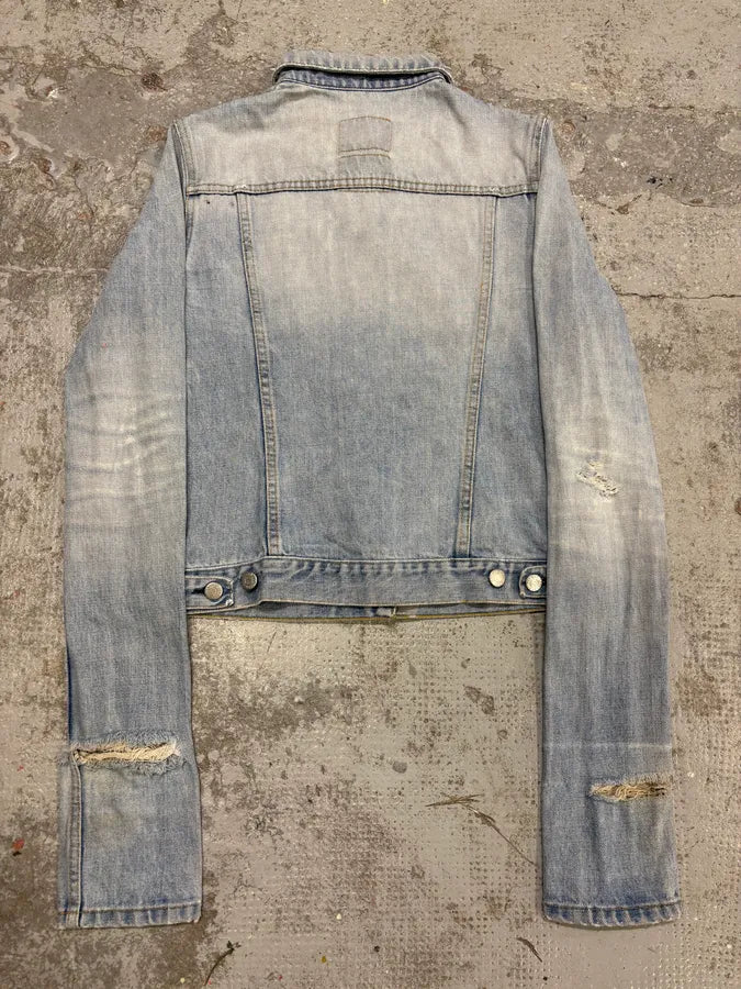1990s Helmut Lang Blue Denim Distressed Jacket XiAxeNZ 3