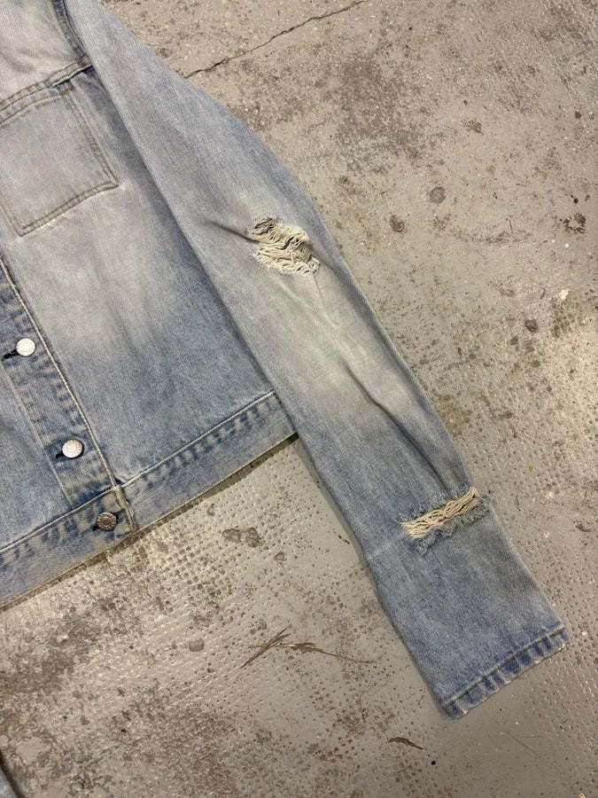 1990s Helmut Lang Blue Denim Distressed Jacket XiAxeNZ 5