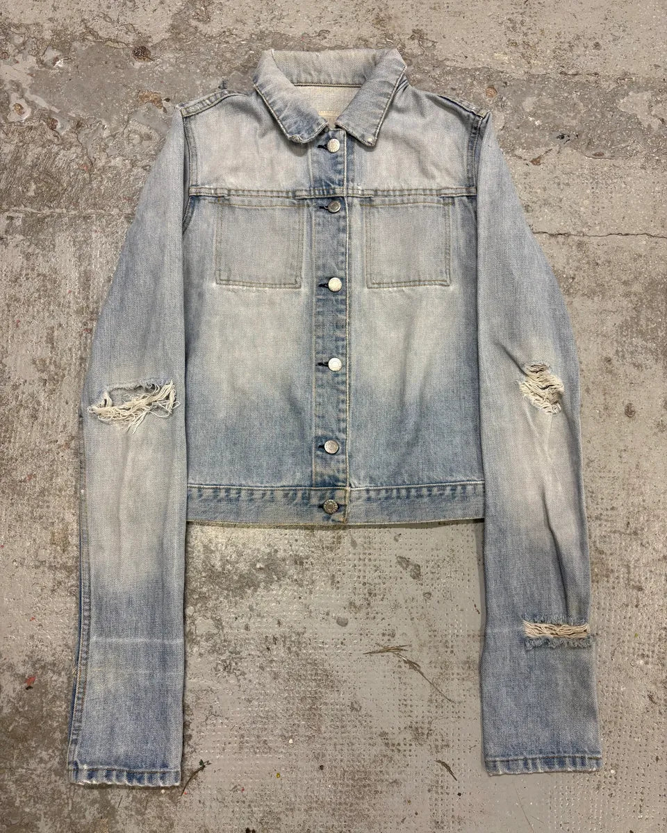 1990s Helmut Lang Blue Denim Distressed Jacket XiAxeNZ 0