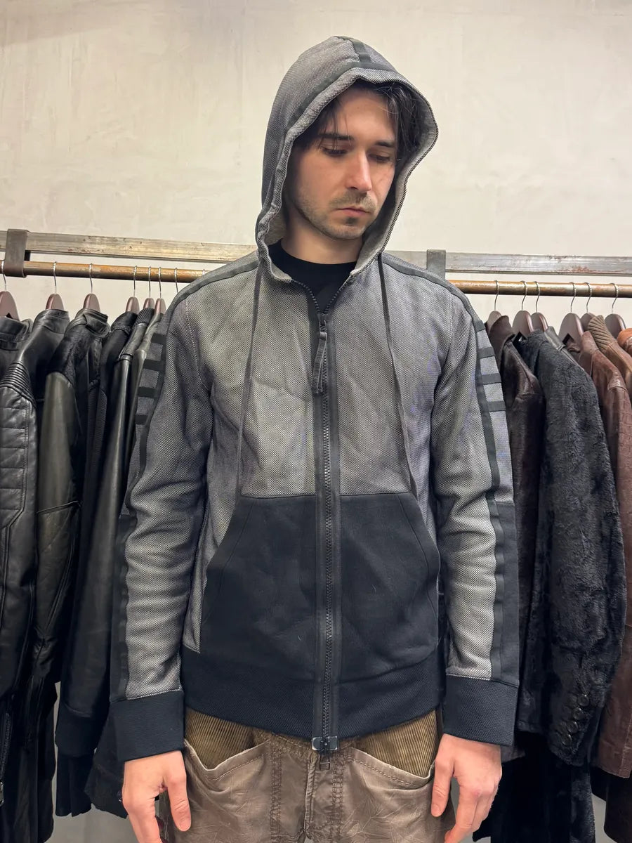 Helmut Lang Grey Black Lined Zipped Hoodie (L/XL) mEAeLUe 1