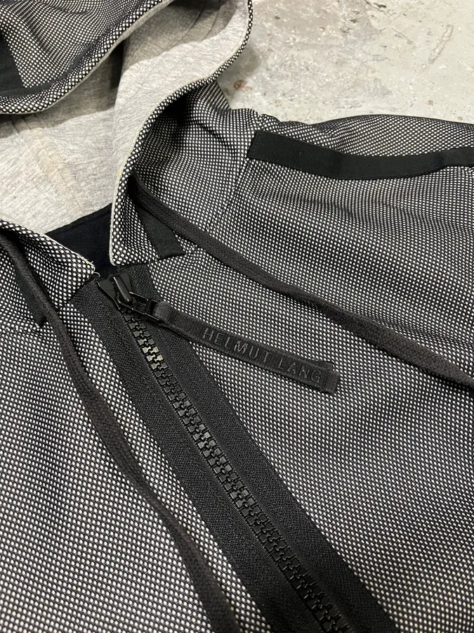 Helmut Lang Grey Black Lined Zipped Hoodie (L/XL) mEAeLUe 8