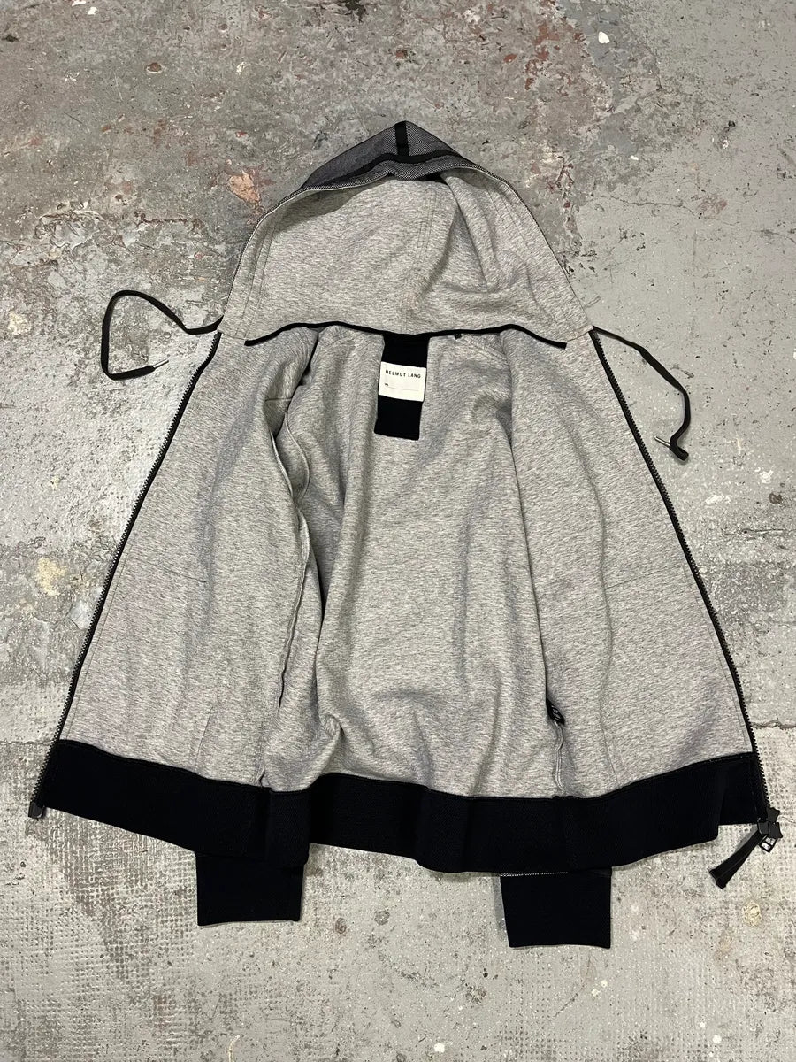 Helmut Lang Grey Black Lined Zipped Hoodie (L/XL) mEAeLUe 9