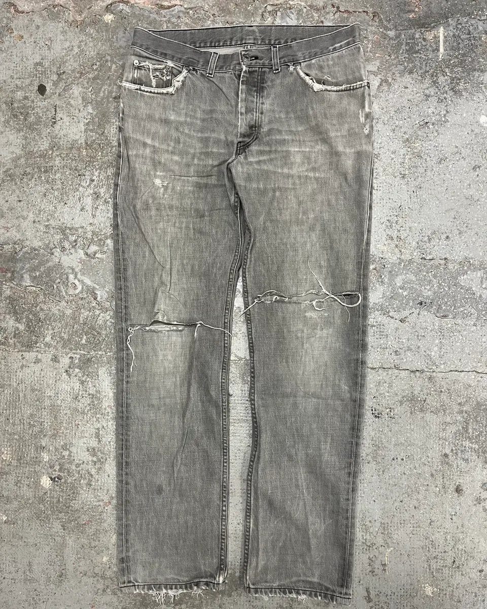 Helmut Lang Grey Distressed Jeans (L) 0