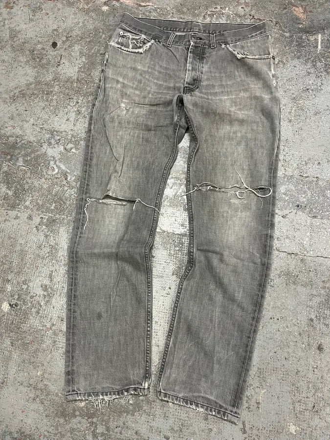 Helmut Lang Grey Distressed Jeans (L) 4