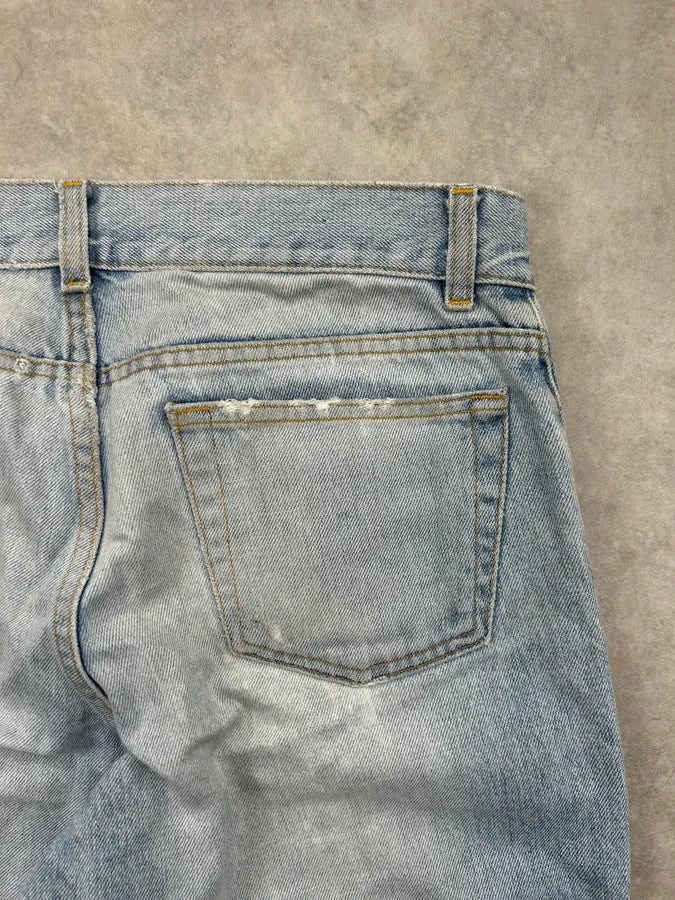 AW2000 Helmut Lang Light Blue Denim Distressed Shorts OMPMBUh 9