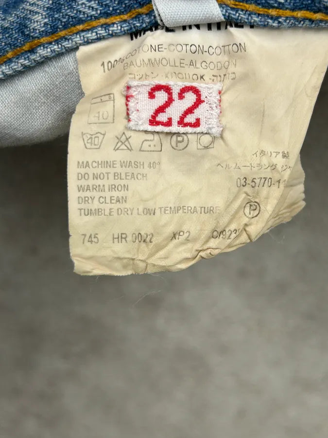 AW2000 Helmut Lang Light Blue Denim Distressed Shorts OMPMBUh 11