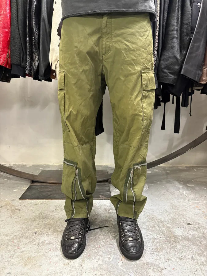 Helmut Lang Olive Military Multi Zips Cargo Pants (L) eMKjsHc 0
