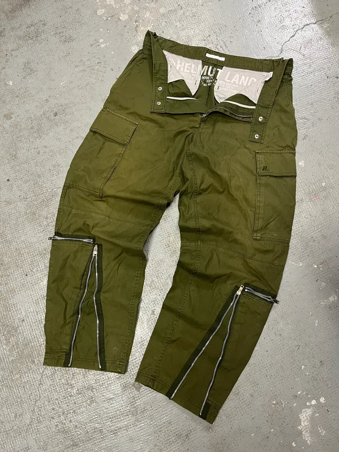 Helmut Lang Olive Military Multi Zips Cargo Pants (L) eMKjsHc 5
