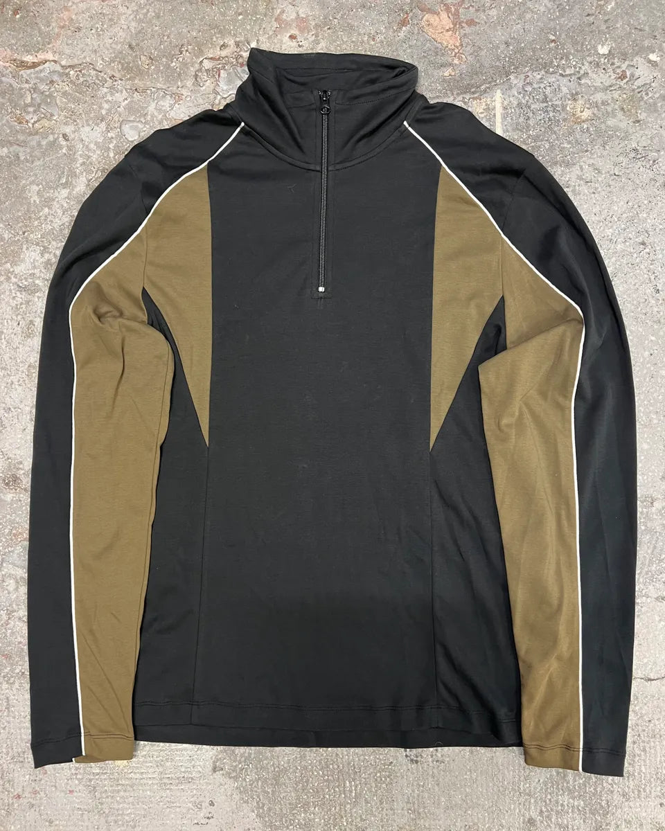 Helmut Lang Quarter Zip Black & Brown Sweater (M) 0