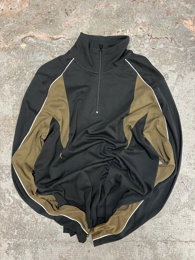 Helmut Lang Quarter Zip Black & Brown Sweater (M) 3