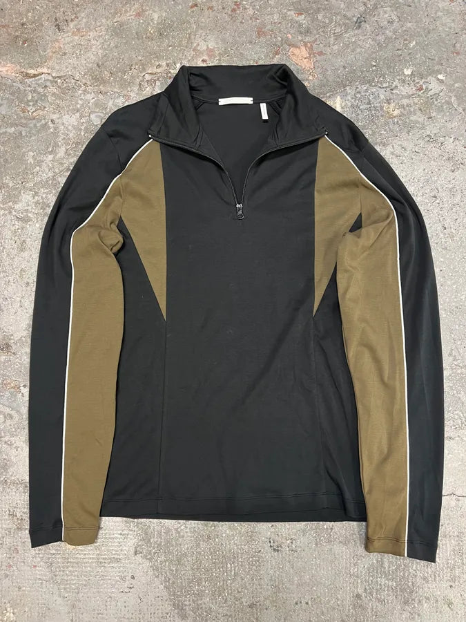 Helmut Lang Quarter Zip Black & Brown Sweater (M) 7