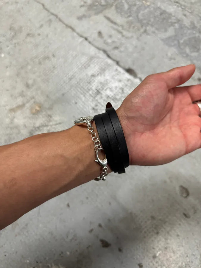 Hermes Behapi Black Leather Bracelet dYxdBCh 2