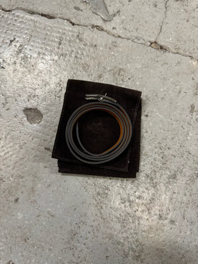 Hermes Behapi Black Leather Bracelet dYxdBCh 3