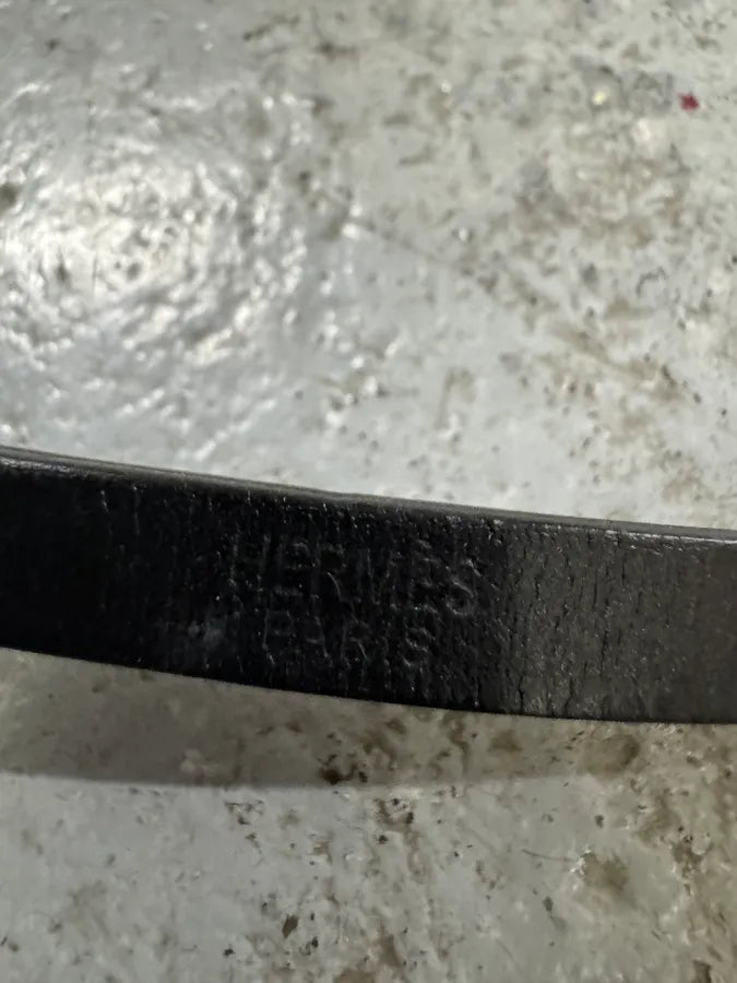 Hermes Behapi Black Leather Bracelet dYxdBCh 4