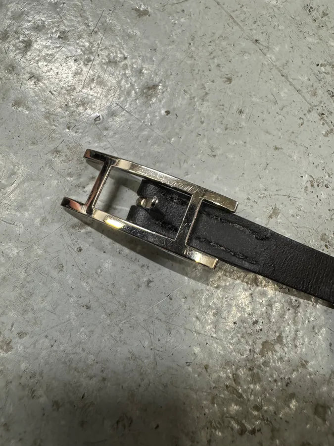 Hermes Behapi Black Leather Bracelet dYxdBCh 7