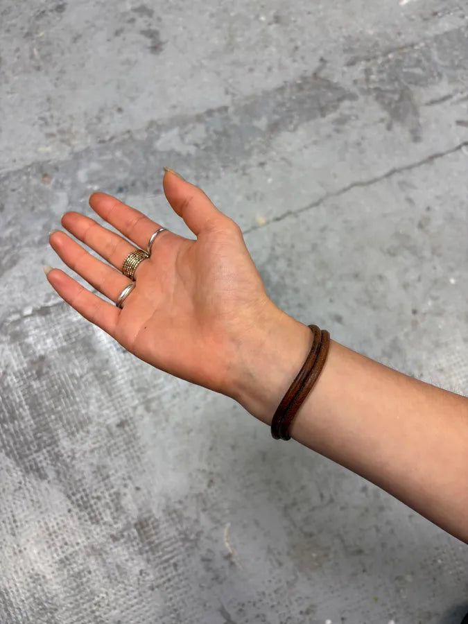 Hermes Brown Eroded Leather H Bracelet (OS) jxhwKSw 5