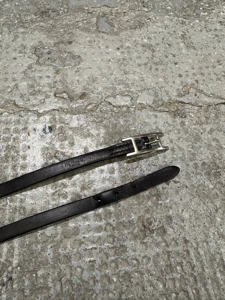 Hermes H Black Leather Bracelet uByjVje 5