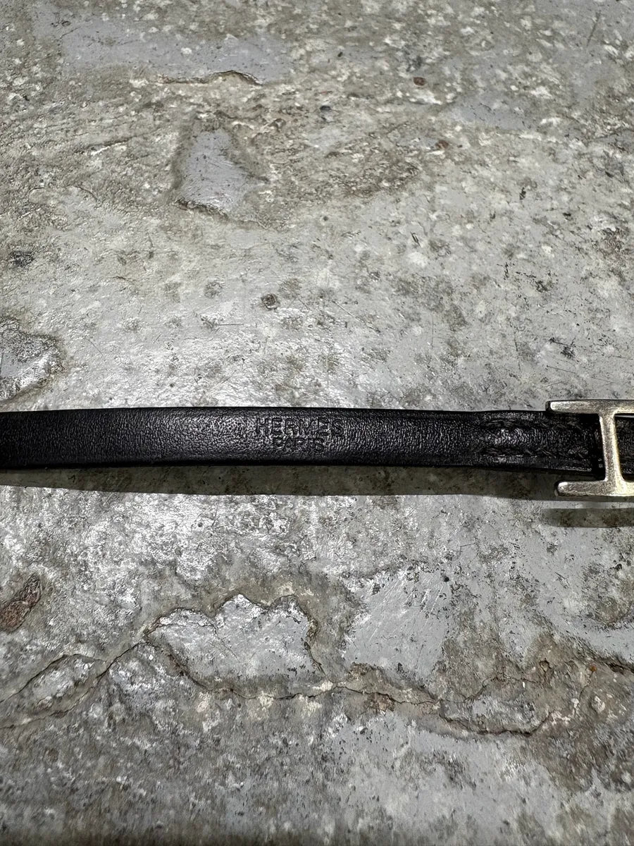 Hermes H Black Leather Bracelet uByjVje 7