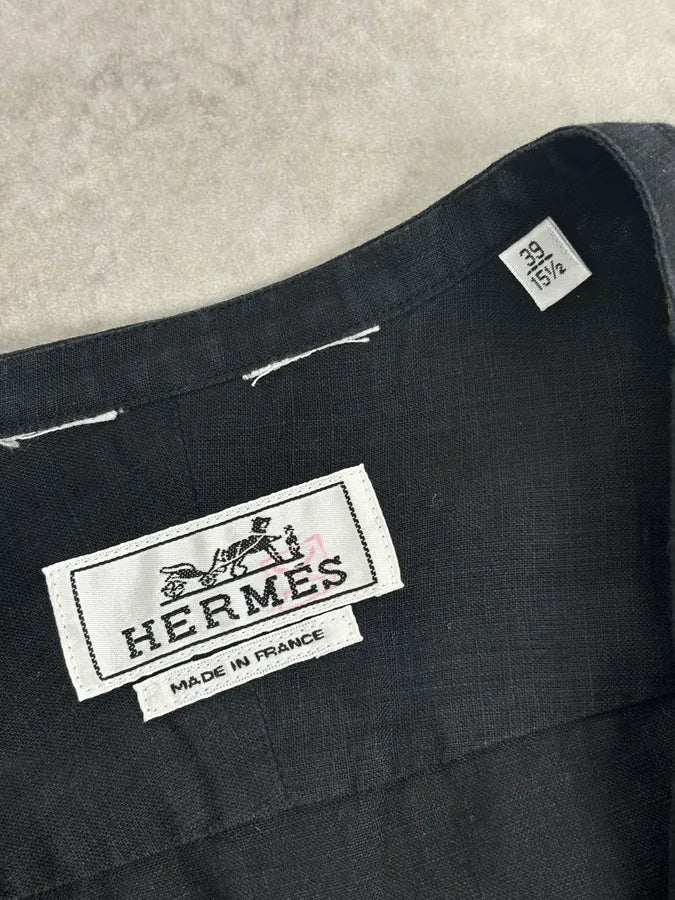 Hermès Black Linen Shirt  fPnqCmy 8