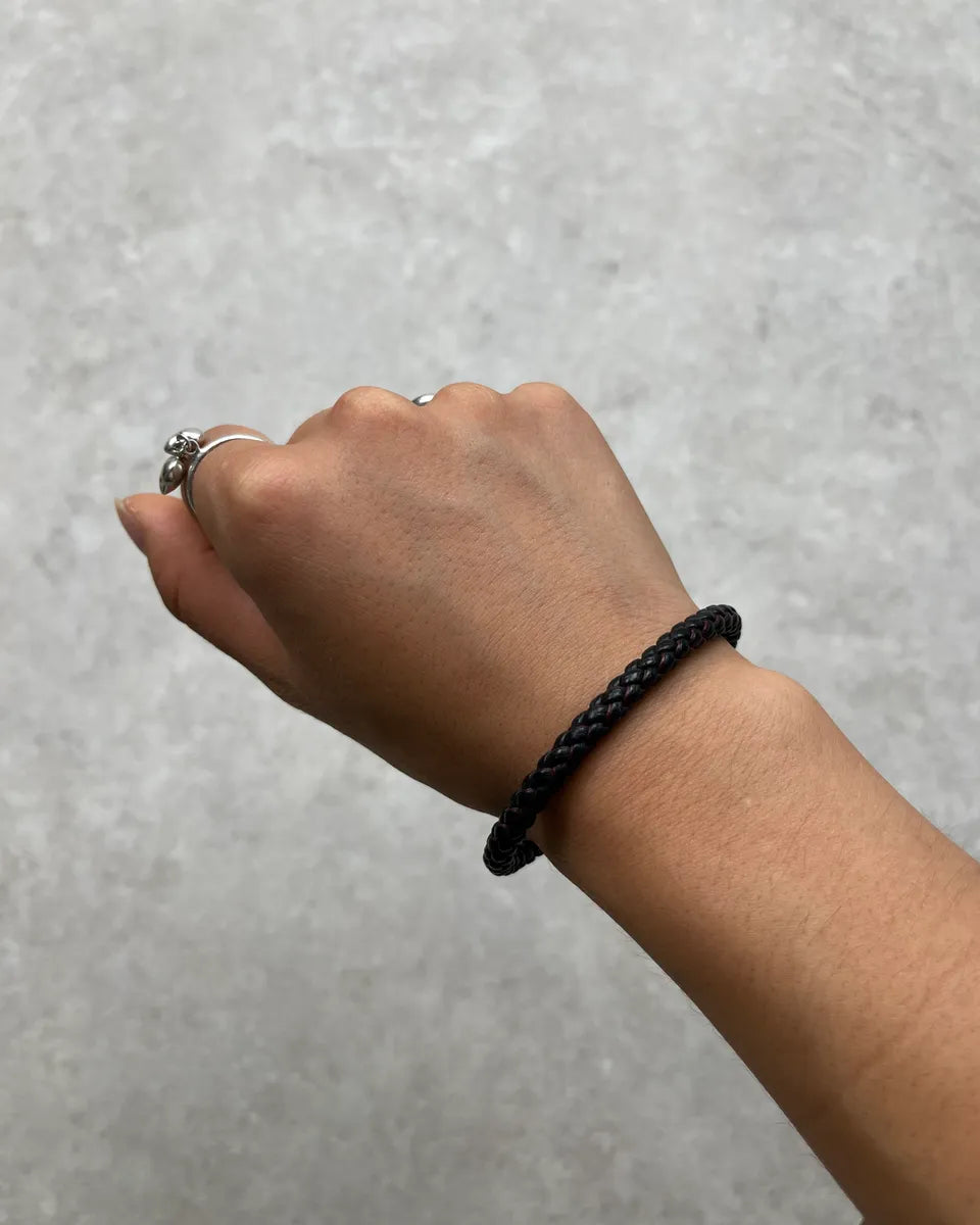 Hermès Black Woven Leather Bracelet yYpfxlP 0