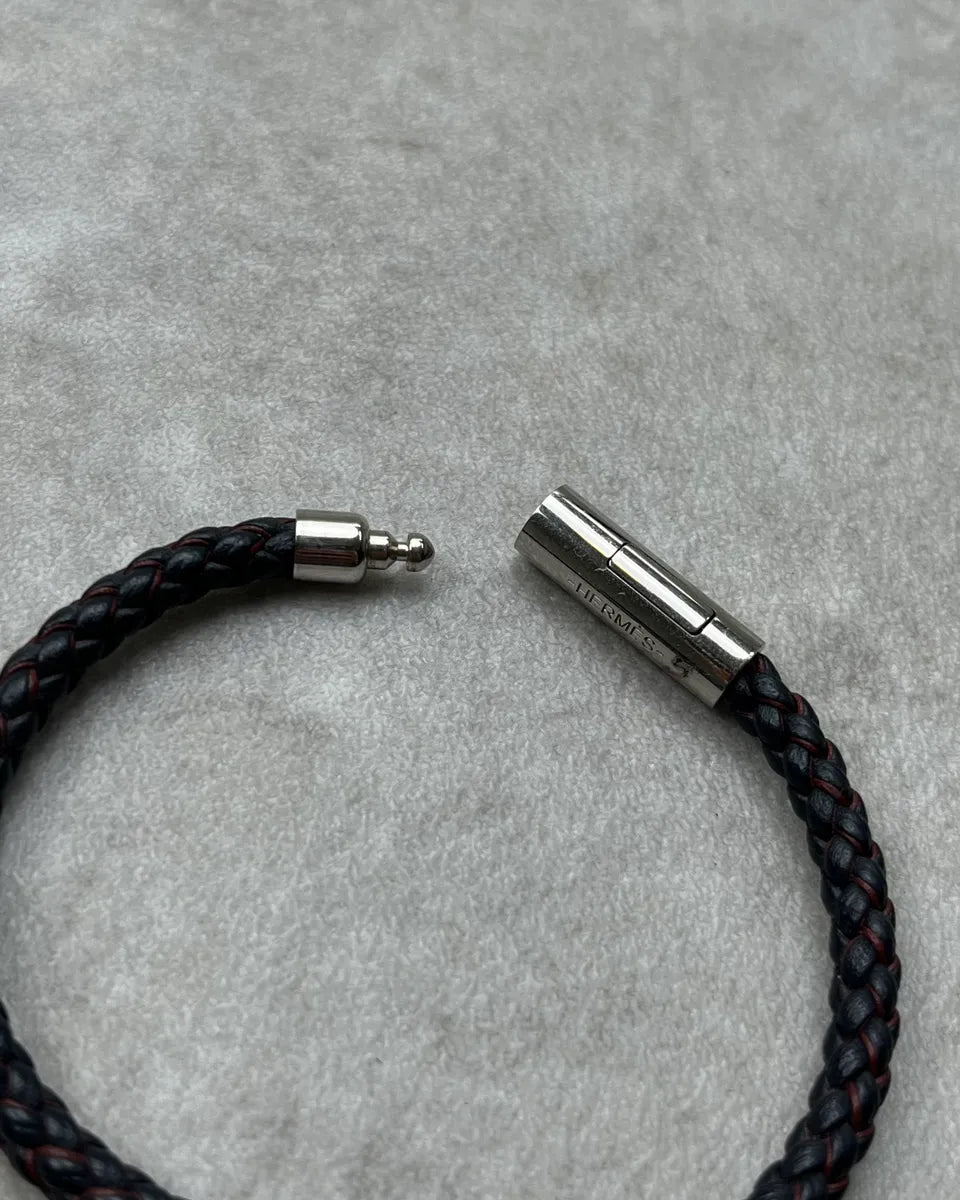 Hermès Black Woven Leather Bracelet yYpfxlP 5