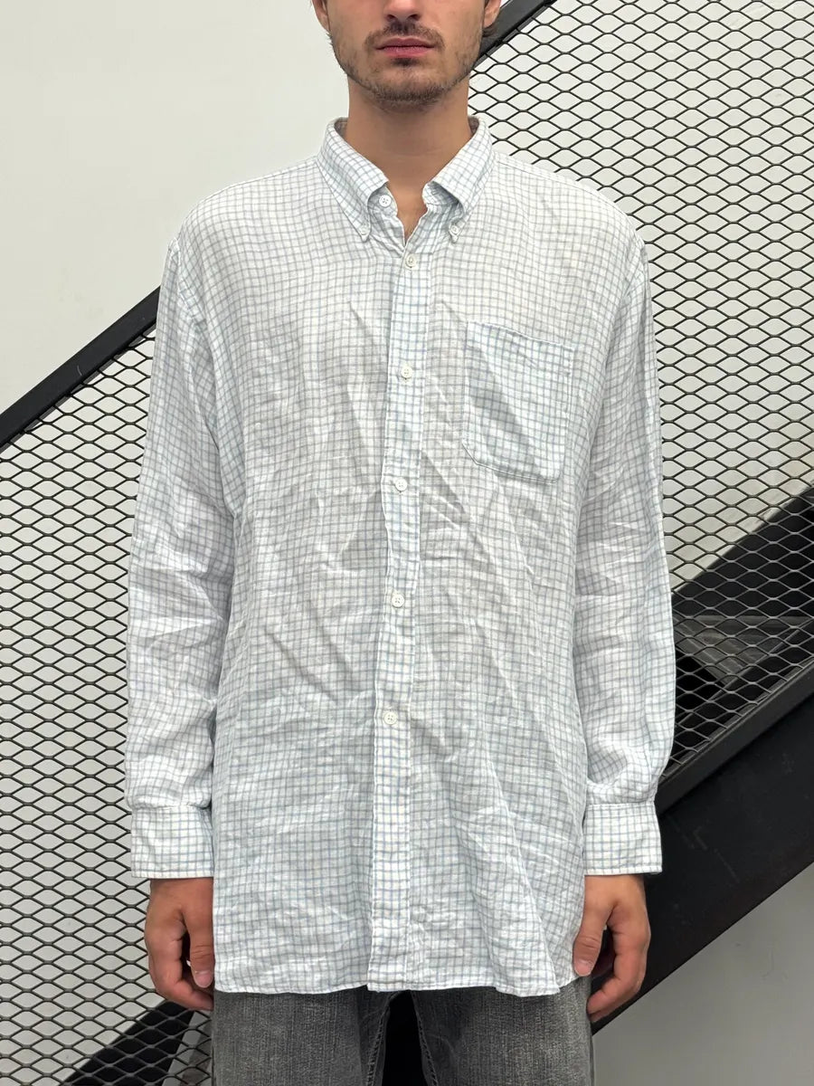 2000s Hermès Blue & White Checkered Oversized Shirt pbByAWQ 1